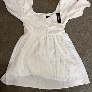 Lulu's White Puff Sleeve Dress